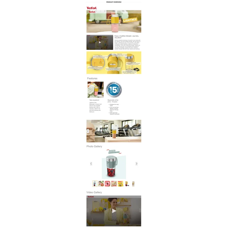 Tefal BL1C0230 300ML Lightmix On The Go Personal Blender