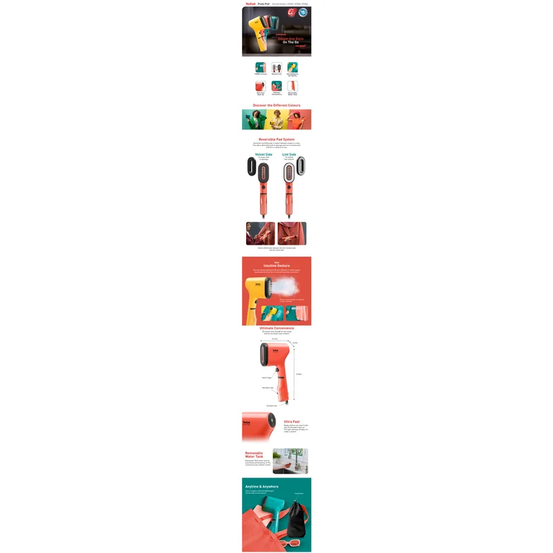 Tefal DT2022 1300W Pure Pro Handheld Garment Steamer