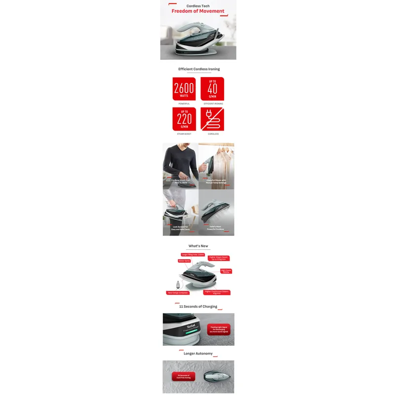 Tefal FV6672 2830W Cordless Freemove Power Steam Iron