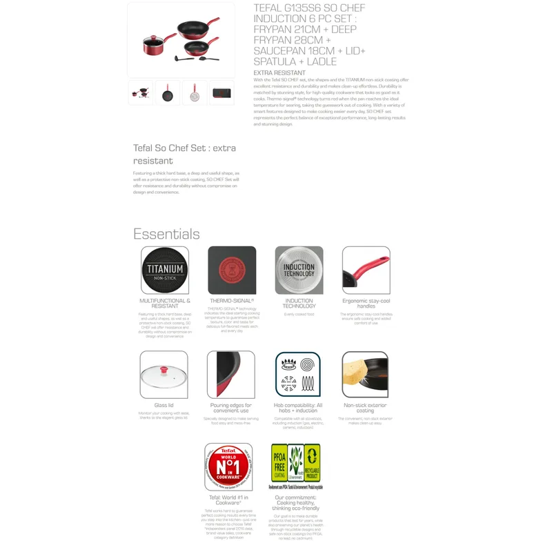 Tefal G135S6 So Chef 6PCS Set (ih)