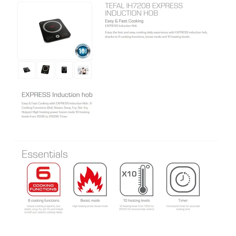 Tefal IH7208 2100W Express Induction Hob