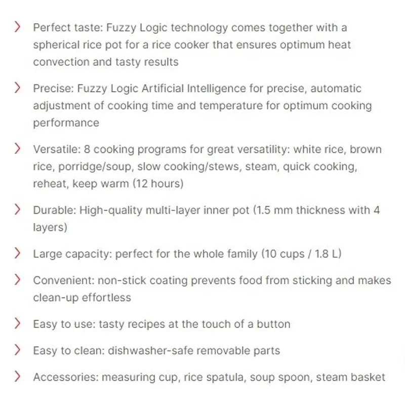 Tefal RK-7321 1.8L Crz Fuzzy Logics Rice Cooker