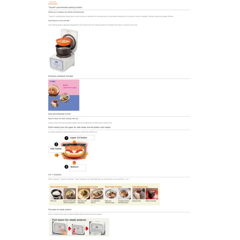 Tiger-SHE04 TIGER JAJ-A55S PP 0.54L Tacook Rice Cooker