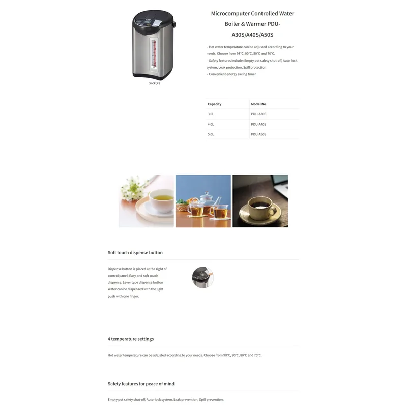Tiger-SHE04 TIGER PDU-A30S 3L Electric Airpot