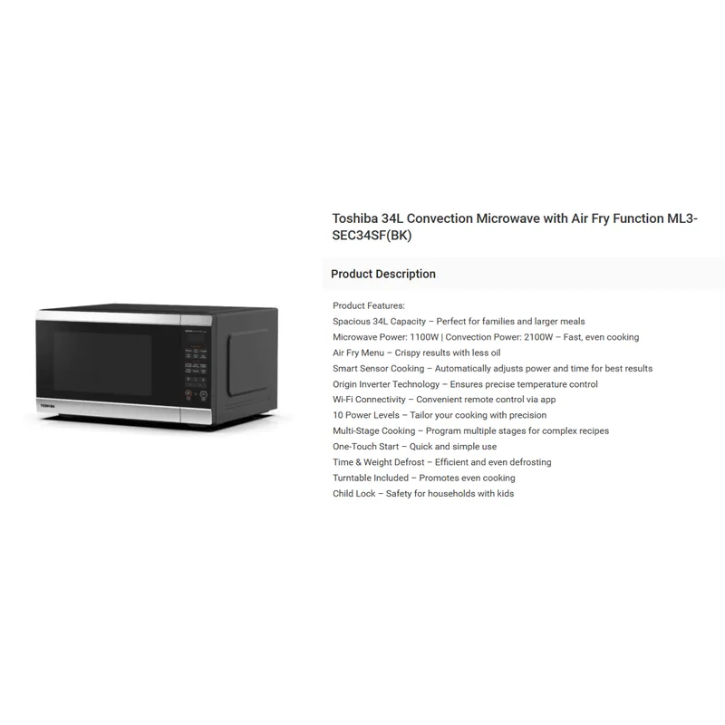 Toshiba ML3-SEC34SF(BK) 34L Microwave Oven
