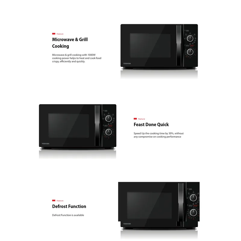 Toshiba MWP-MG20P(BK) 20L Microwave & Grill Oven