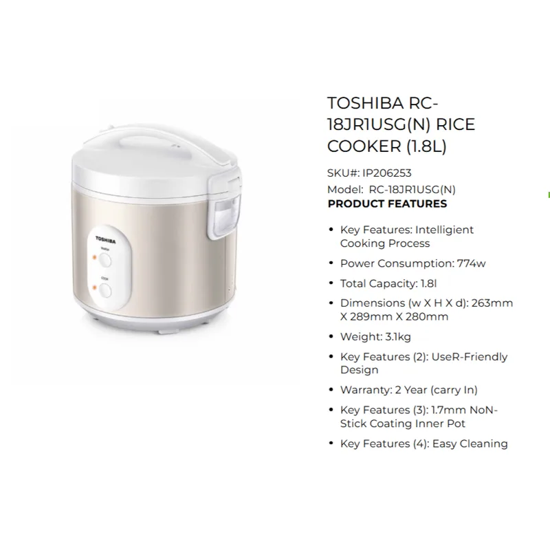 Toshiba RC-18JR1USG(N) 1.8L Rice Cooker