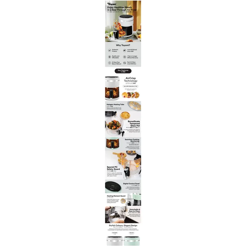 Toyomi AFG7126 MG 3.5L Clearview Air Fryer