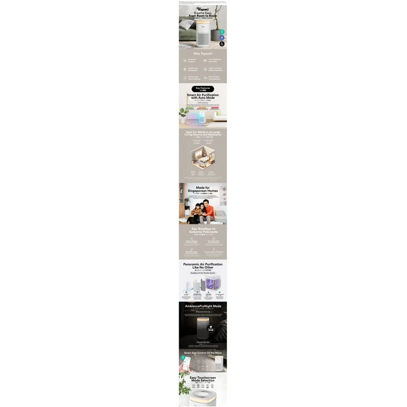 Toyomi AP-7300IT 50m², Haloguand Max HEPA UV Air Purifier