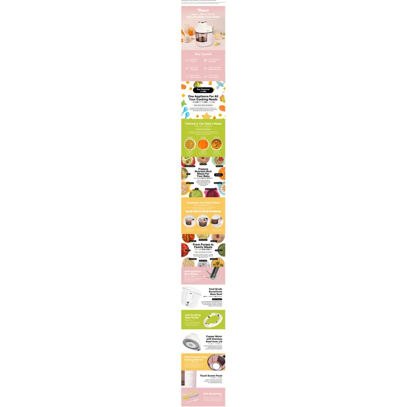 Toyomi BBF-7003-PK 350ML 300W Nourishmix All-in-one Baby Food Maker