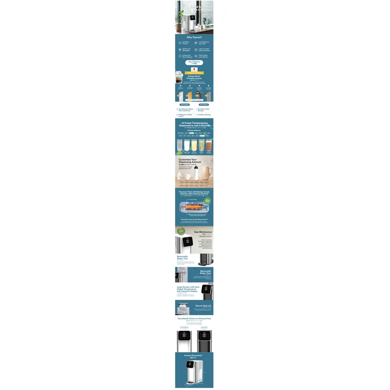 Toyomi FB6643F-BK 4.3L Instant Boil Filtered Water Dispenser