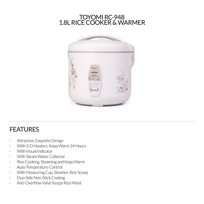 Toyomi RC-948 1.8L Rice Cooker & Warmer