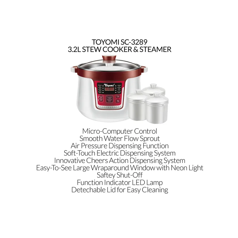 Toyomi SC-3289 3.2L Stew Cooker & Steamer