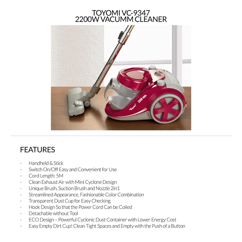 Toyomi VC-9347 2200W Vacuum Cleaner