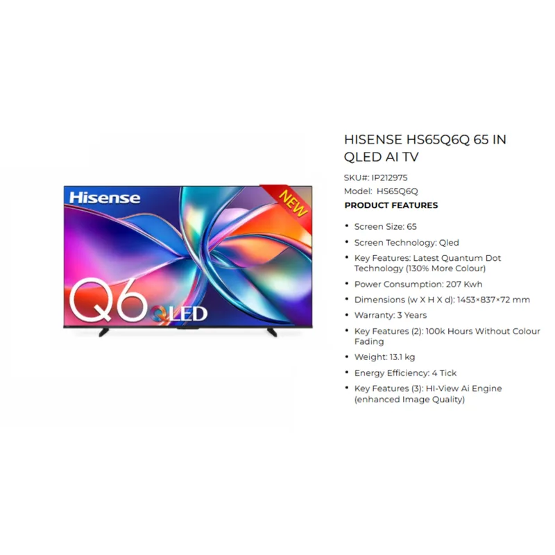 Hisense HS65Q6Q 65" QLED AI TV