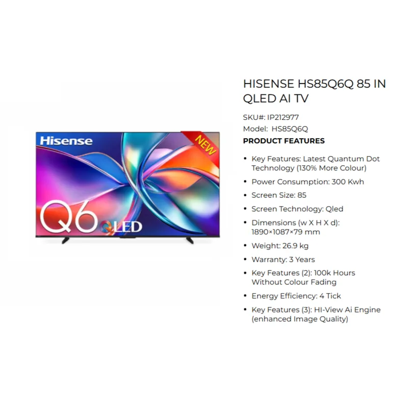 Hisense HS85Q6Q 85" QLED AI TV