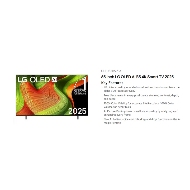 LG OLED65B5PSA 65" ThinQ AI 4K OLED TV
