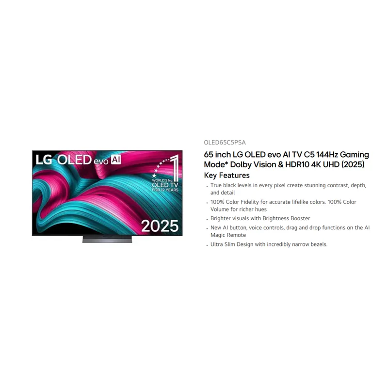 LG OLED65C5PSA 65" ThinQ AI 4K OLED Evo TV