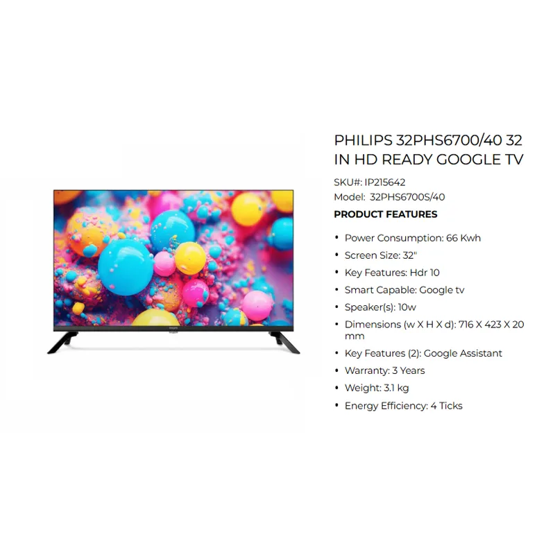 Philips 32PHS6700S/40 32" Google Smart LED TV