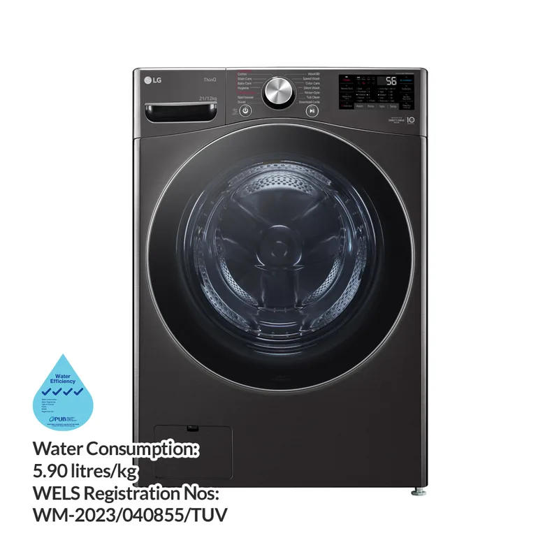 LG F2721HVRB 21/12KG Front Load Washer Dryer