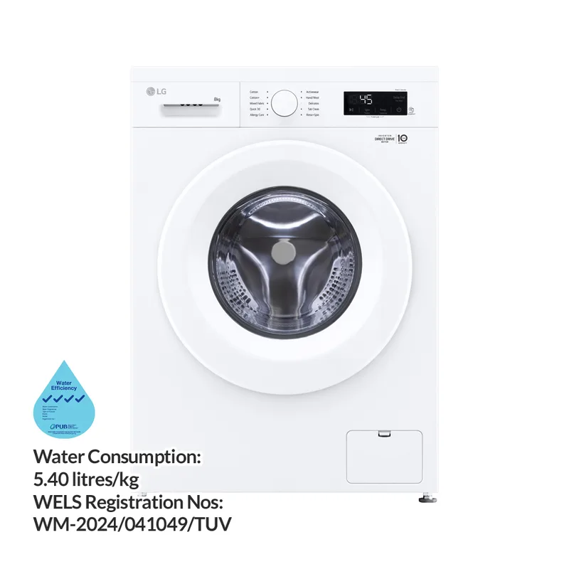 LG FB1208S6W 8KG Front Load Washer