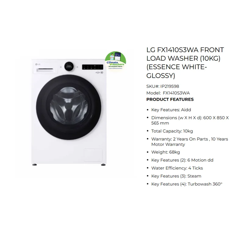 LG FX1410S3WA 10KG Front Load Washer