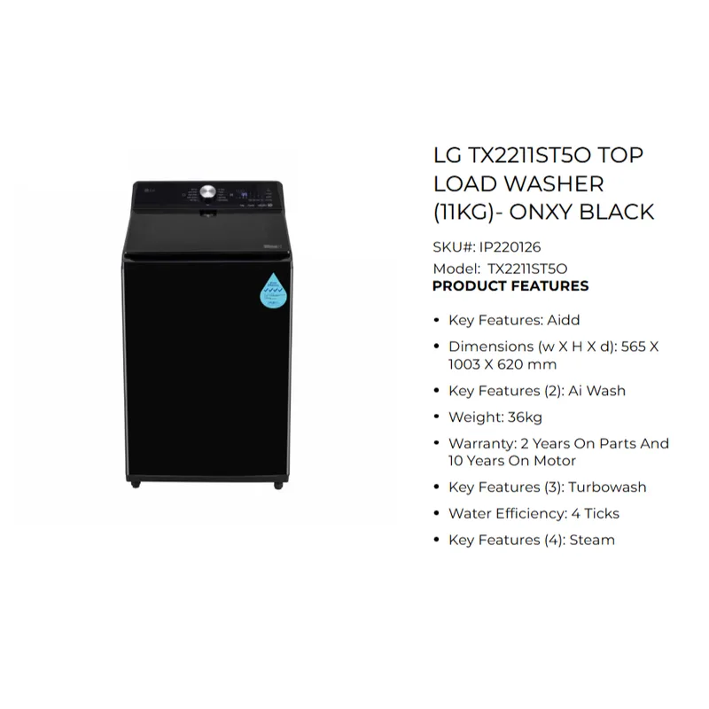 LG TX2211ST5O 11KG Top Load Washer