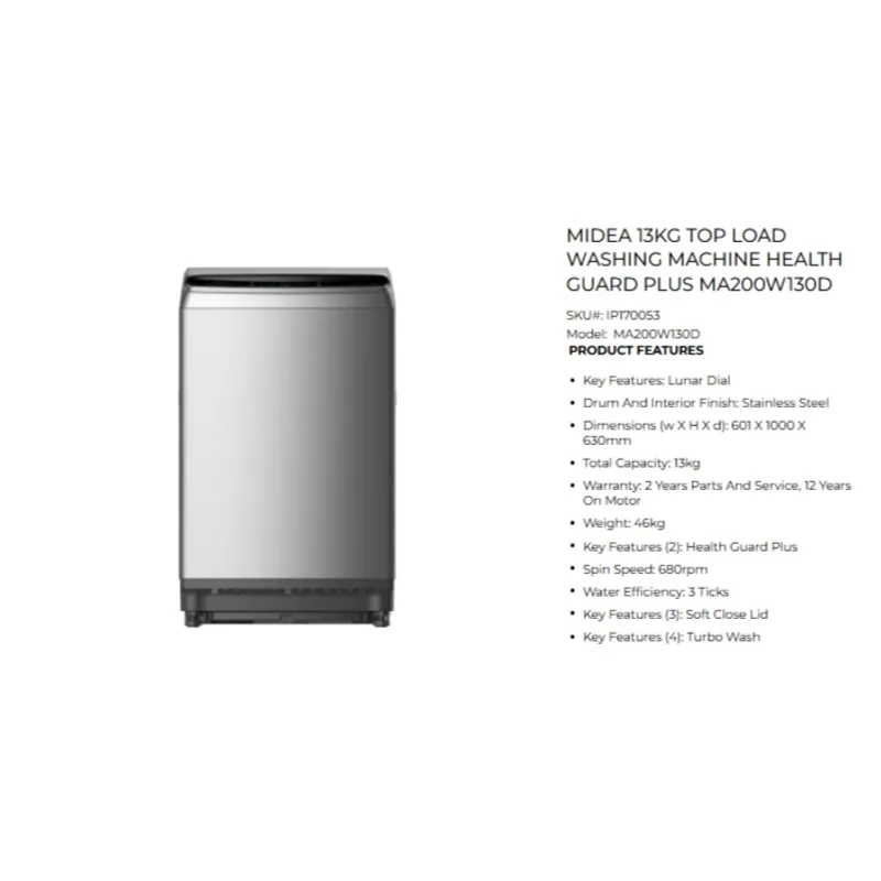 Midea MA200W130DT 13KG Top Load Washer