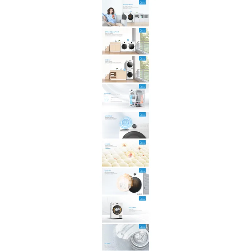 Midea MD200H100W 10KG Front Load Heat Pump Dryer
