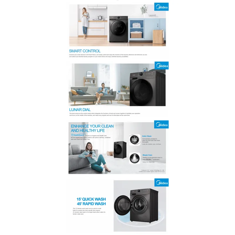 Midea MF200W85BT 8.5KG Front Load Washer