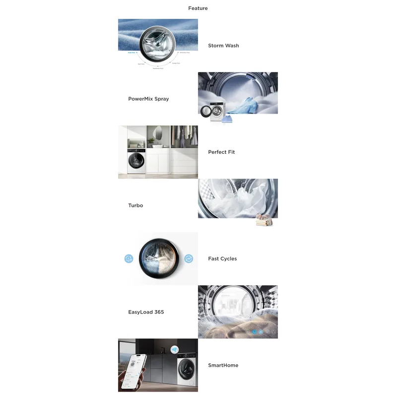 Midea MF210D95WB 9.5/7KG Front Load Washer Dryer