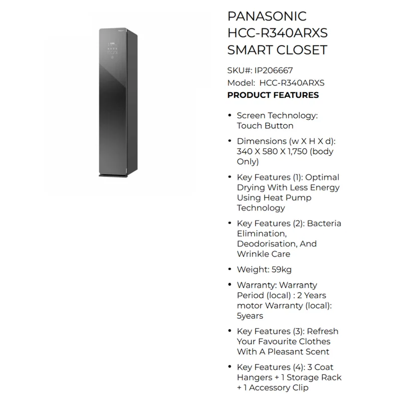 Panasonic HCC-R340ARXS Smart Closet