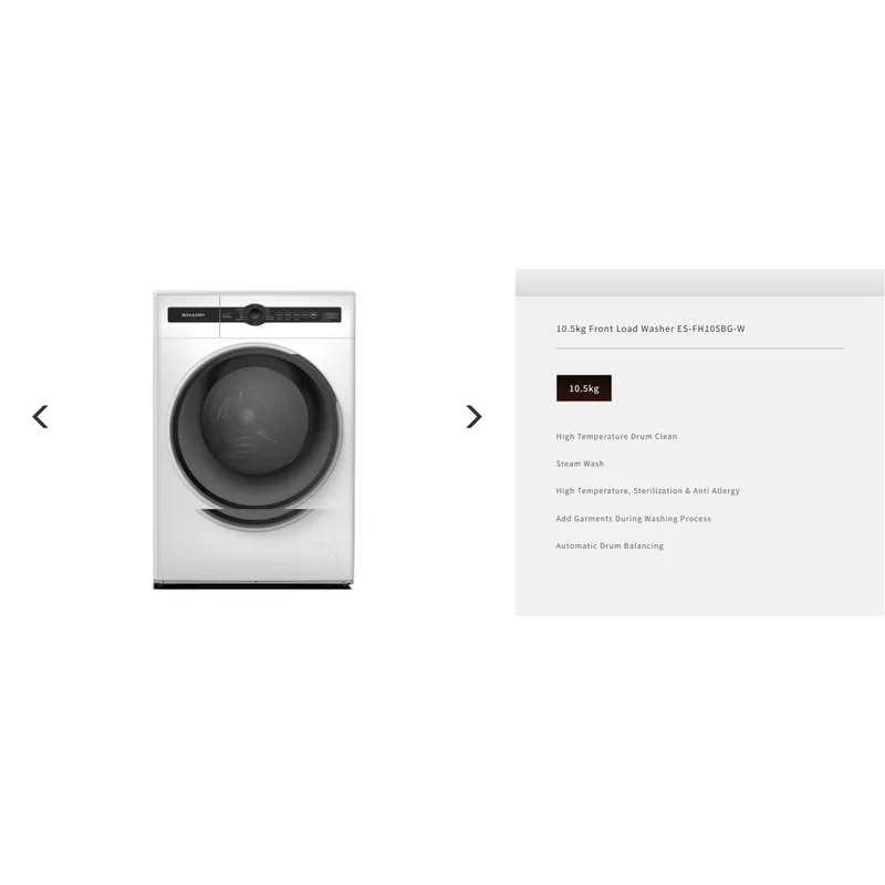 Sharp ES-FH105BG-W 10.5KG Front Load Washer