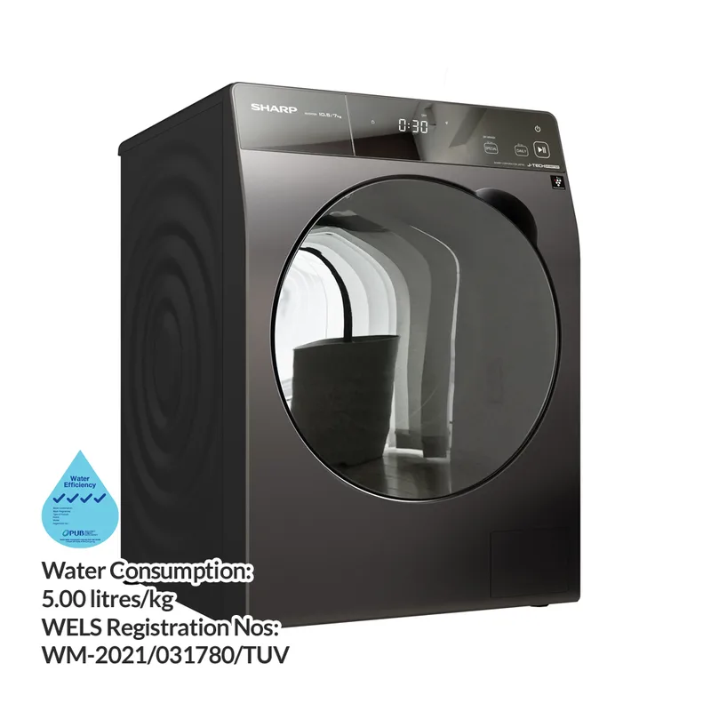 Sharp ES-FW105D7PS 10.5/7KG Front Load Washer Dryer