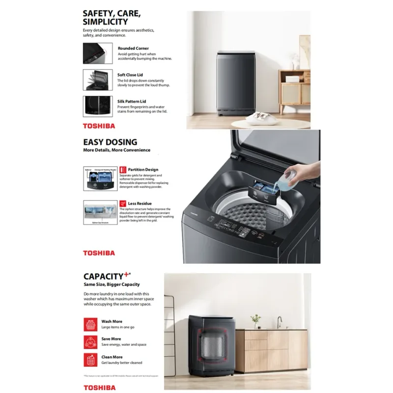 Toshiba AW-DUK1300KS(MK) 12KG Top Load Washer