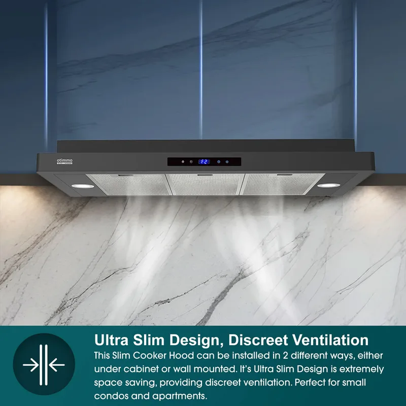 EuropAce ECH5503EBK 90cm Slimline Hood (Upgraded Version)