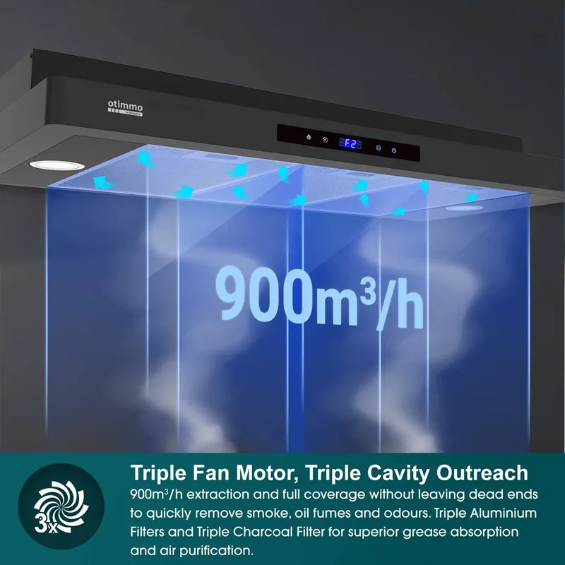EuropAce ECH5503EBK 90cm Slimline Hood (Upgraded Version)