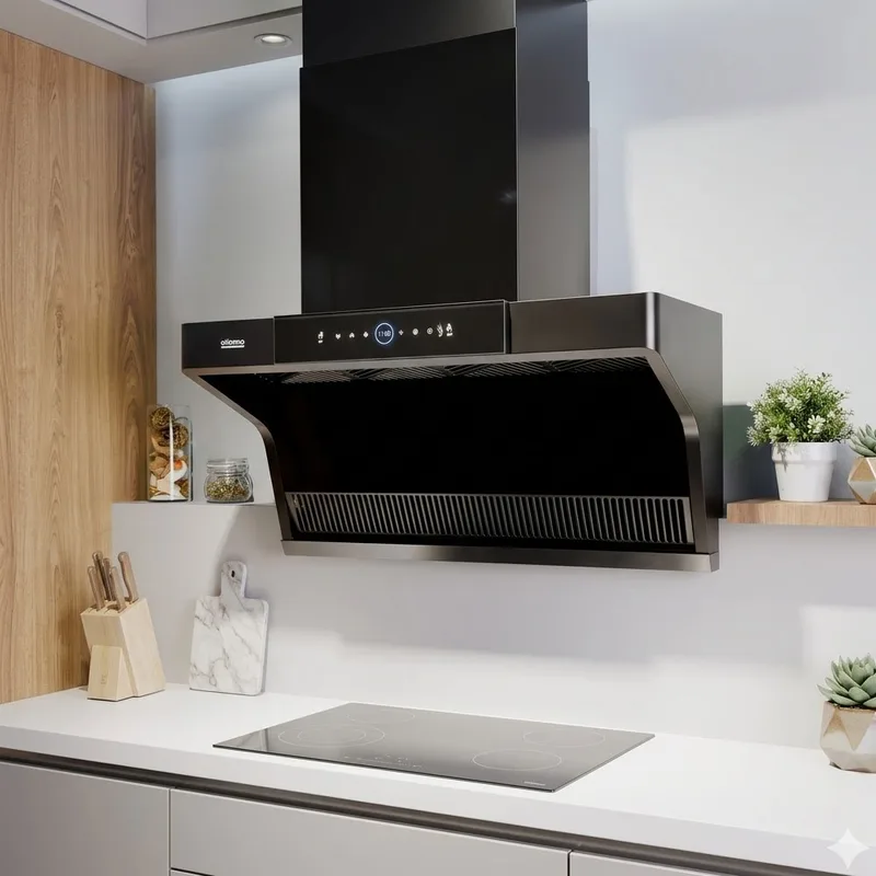 EuropAce ECH9122EBK 90cm 1200m³/h L-Shaped Hood with Dual Suction