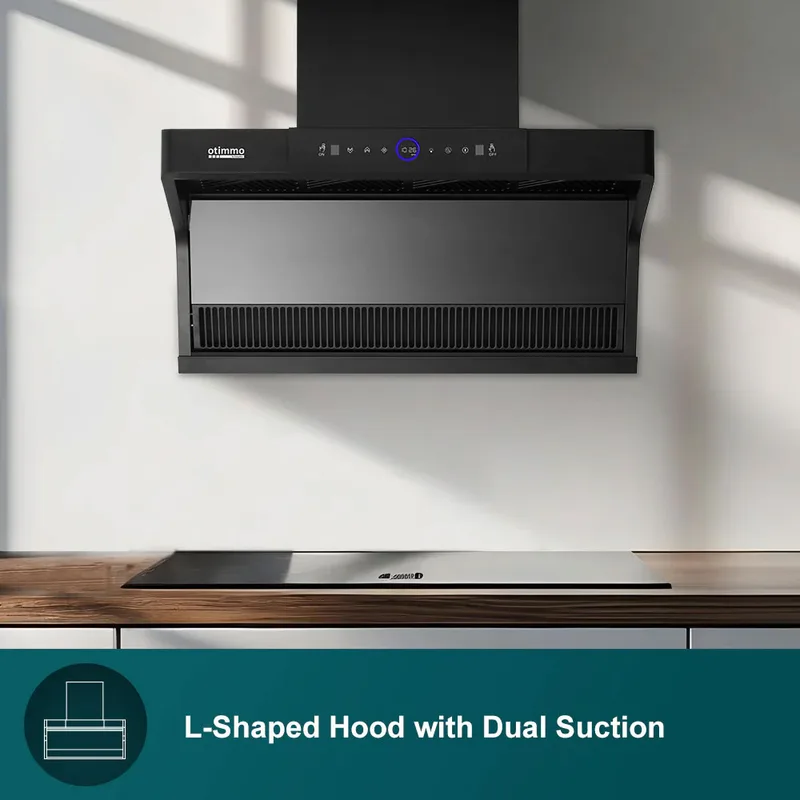 EuropAce ECH9122EBK 90cm 1200m³/h L-Shaped Hood with Dual Suction