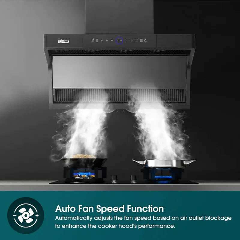 EuropAce ECH9122EBK 90cm 1200m³/h L-Shaped Hood with Dual Suction