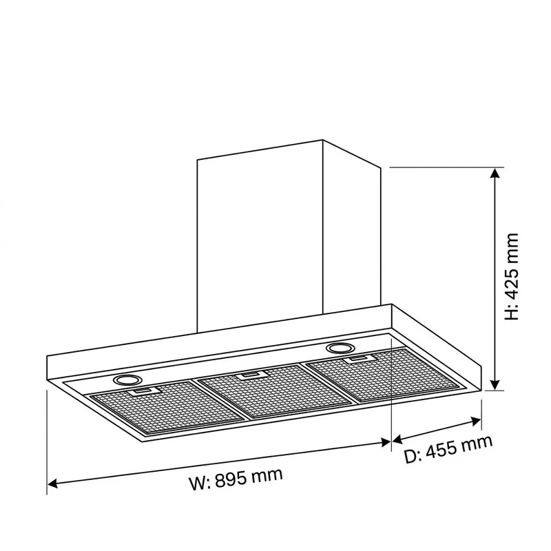 EuropAce ECH9128A 90cm 1200m³/h T-Shape Chimney Hood (Black)