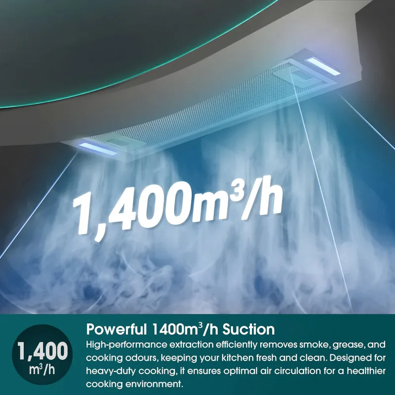 EuropAce ECH9198EBK 90cm 1400m³/h Designer Chimney Hood (Cool Breeze)