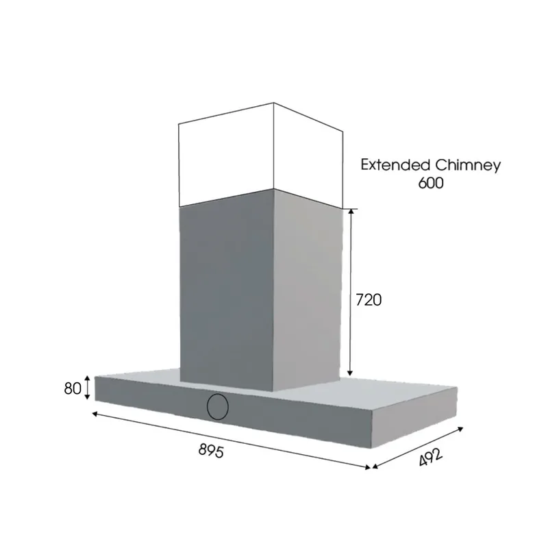 EuropAce ECH9208EBK 90cm 2000m³/h T-Shaped Chimney Hood