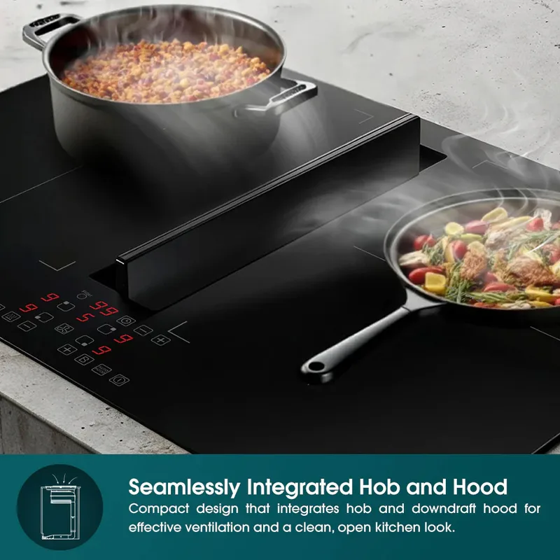 EuropAce EIH8602EBK 60cm Flexi-Zone Induction Hob with Downdraft Hood