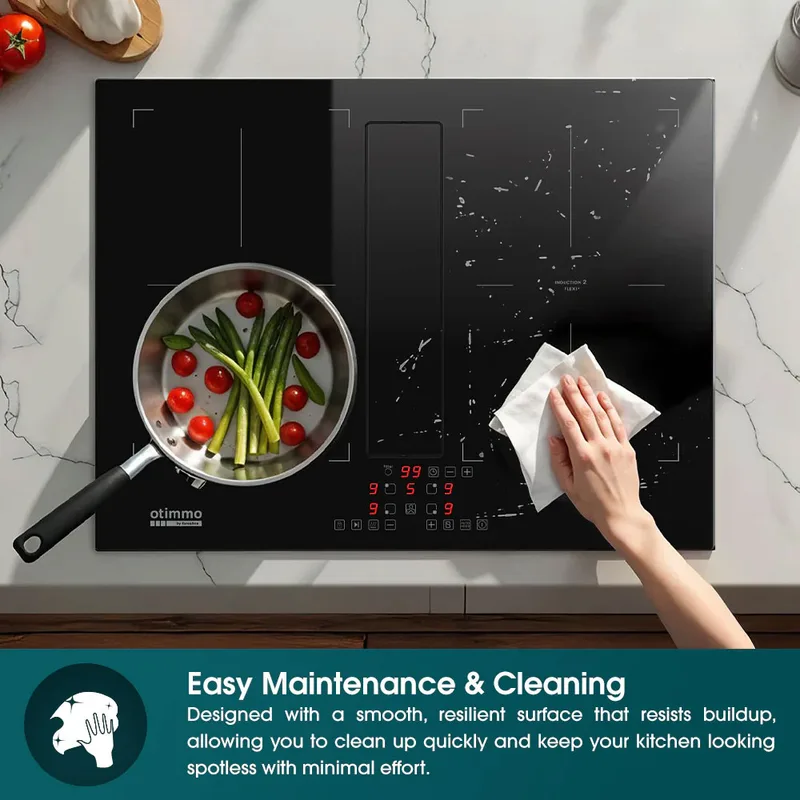 EuropAce EIH8602EBK 60cm Flexi-Zone Induction Hob with Downdraft Hood