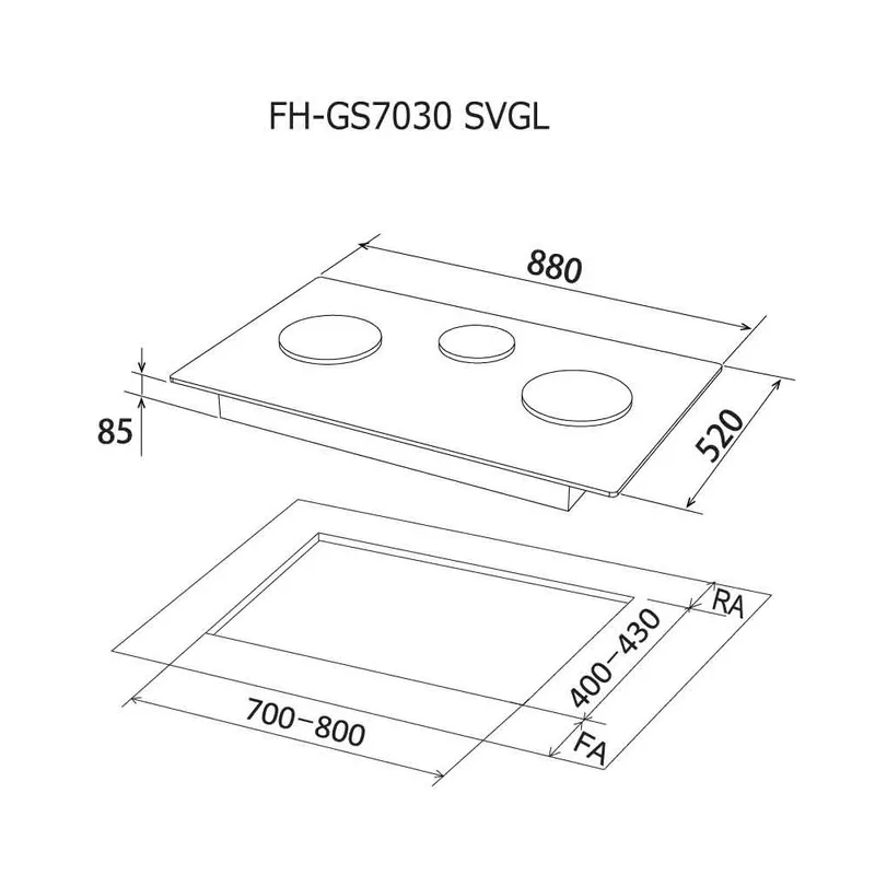 Fujioh FH-GS7030-SVGL Glass Cooker Hob