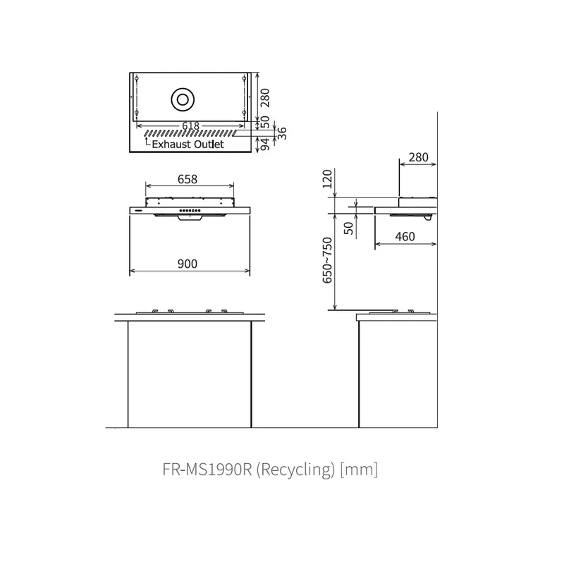 Fujioh FR-MS1990-R/V 90cm Slim Hood