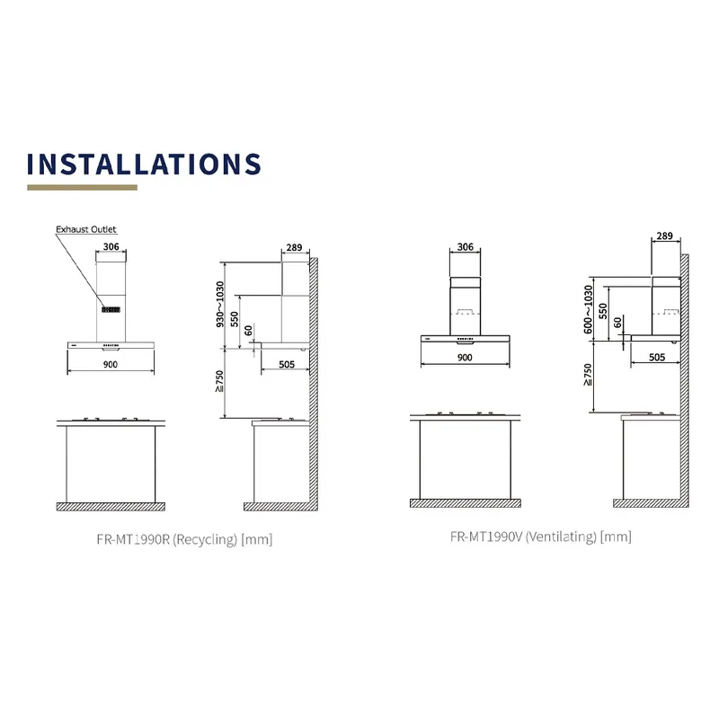 Fujioh FR-MT1990-R/V 90cm Chimney Hood