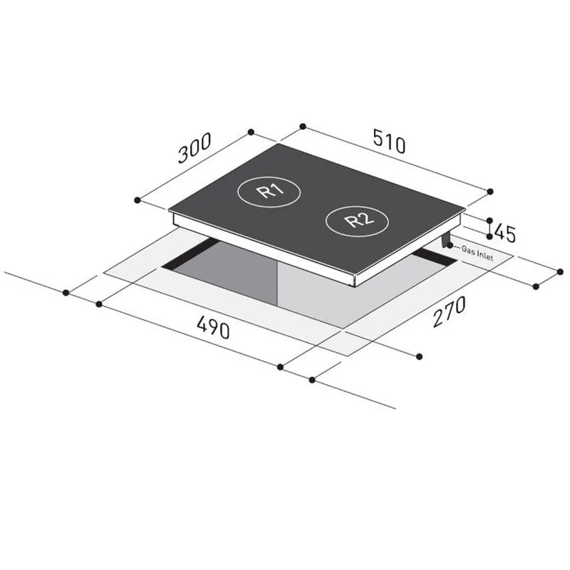 Mayer MMGH320H 30cm 2 Burner Domino Gas Hob
