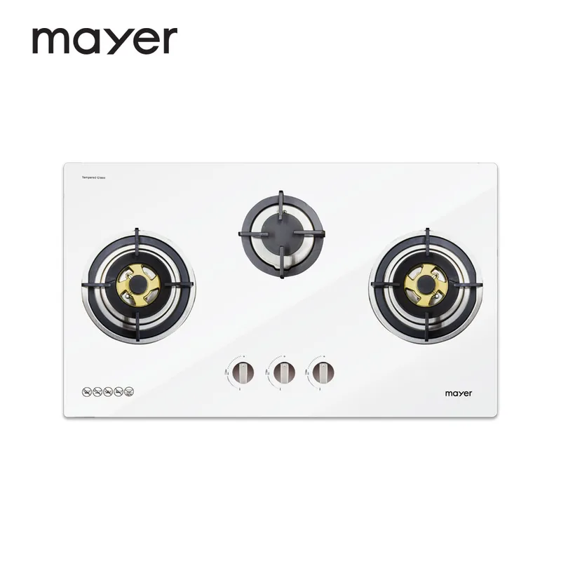 Mayer MMGH883HI-WH 86cm 2 Burner Glass Gas Hob (White)